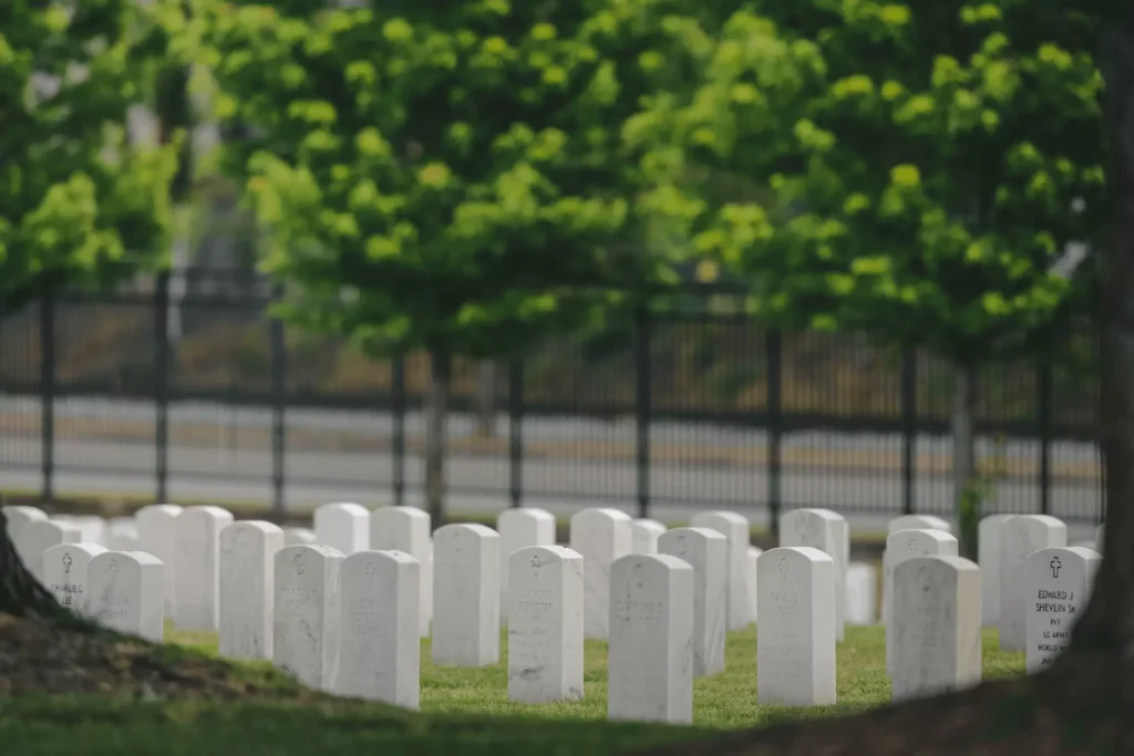 White Tombstones at a Veterans Cemetery- Post: Military Funeral Speech Examples