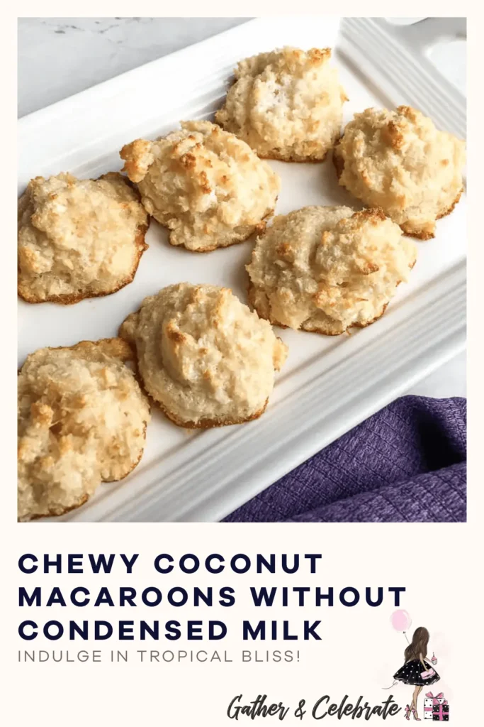 Chewy Coconut Macaroons Made Without Condensed Milk On A White Platter