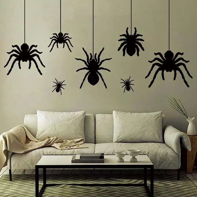 Large Scary Spider Wall Decal Behind A Couch