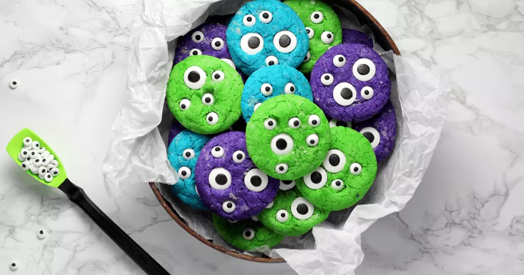 Purple Green and Blue Eyeball Monster Cookies